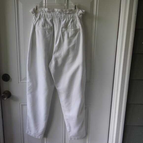 Free People size XS white paper bag waist jeans chino style, side & back pockets - Picture 5 of 12